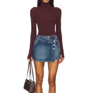 Free People Wynne Blue Asymmetrical Pencil Mini Skirt